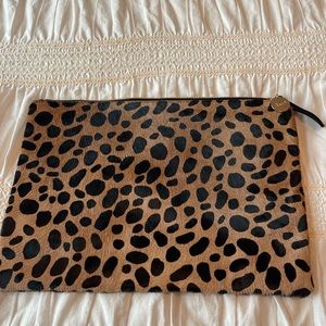 Clare V Leopard Haircalf clutch